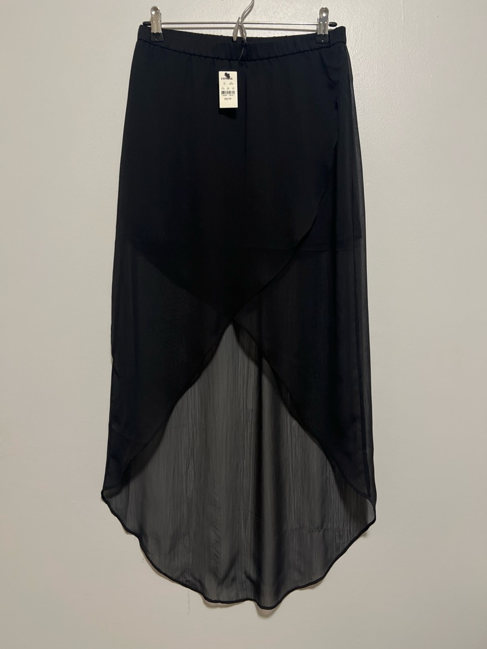 NWT Express black Sheer Overlay High-Low Skirt XS